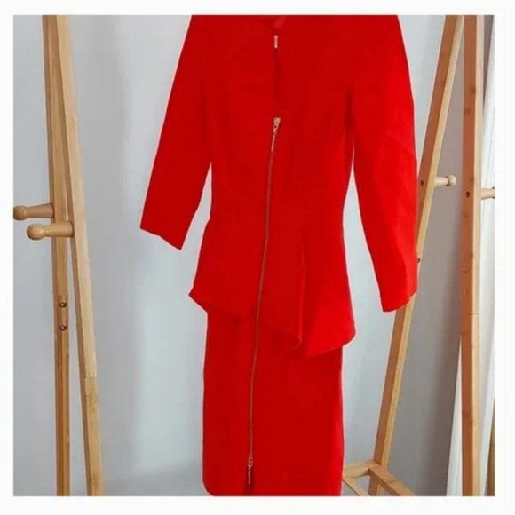 Ted Baker orange Jamtye Structured peplum Zip Dress size 0 nwot - Picture 6 of 14